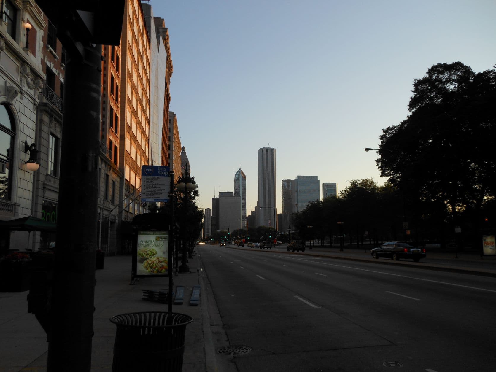 Chicago Michigan Avenue at dawn, near Route 66 starting point