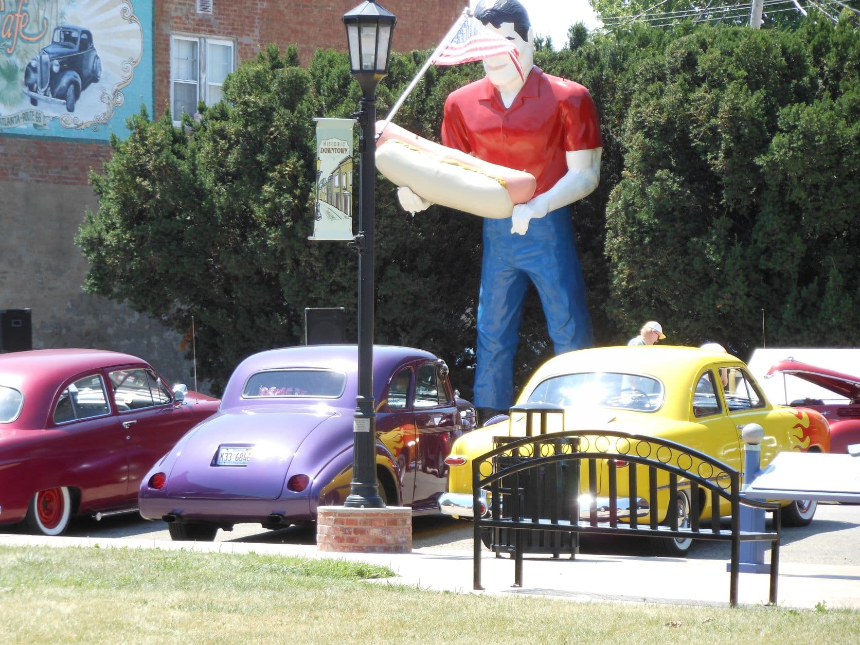 Classic cars in parking lot