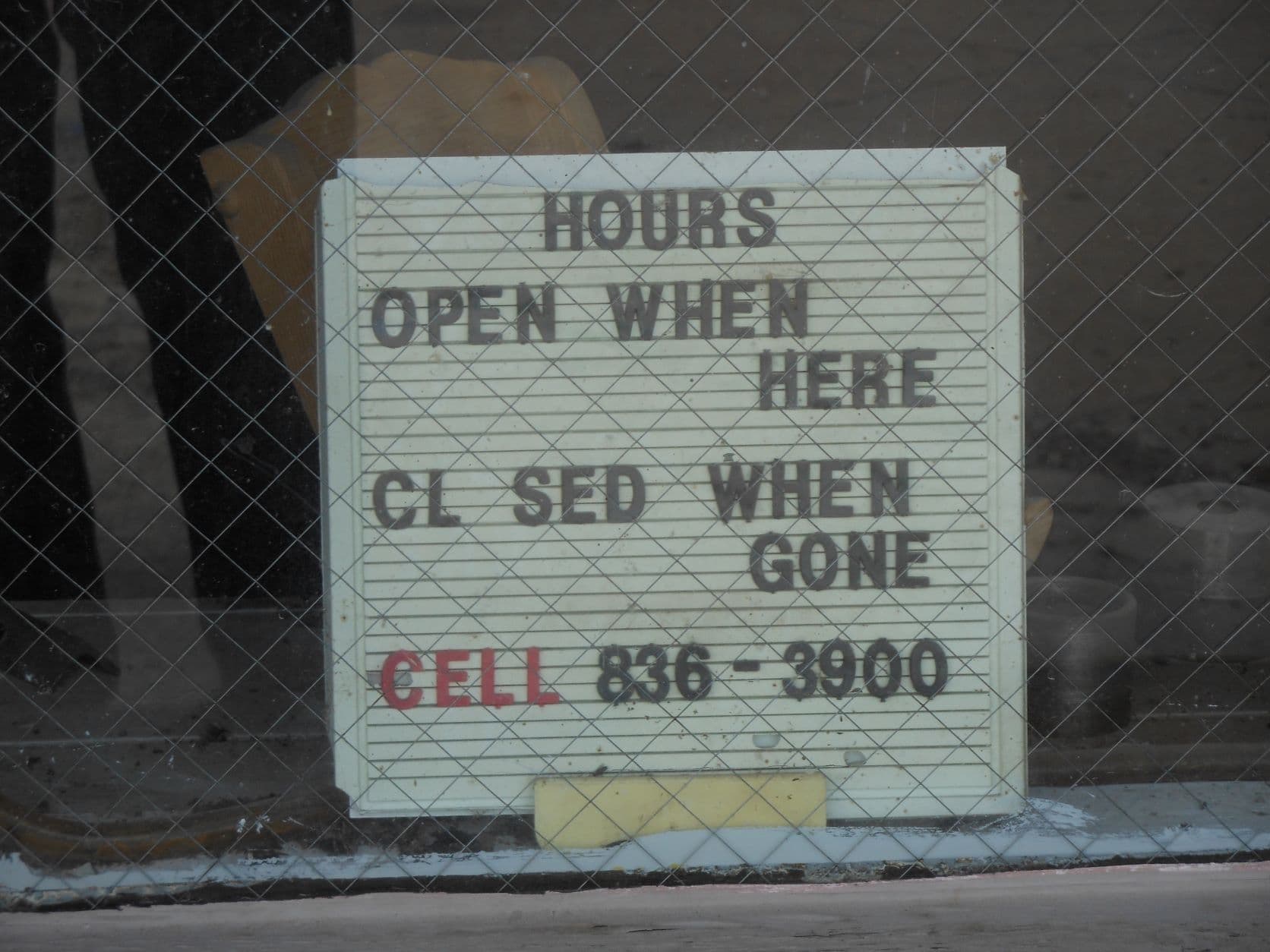 The Old Station - Store hours sign