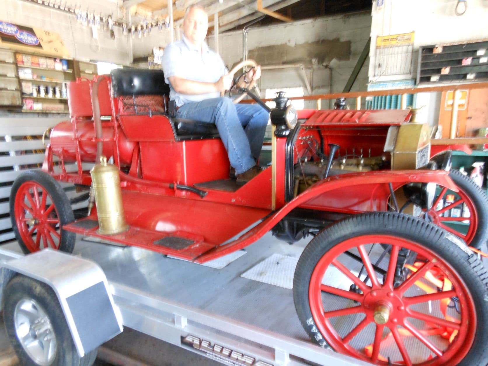 Ted driving the antique fire engine