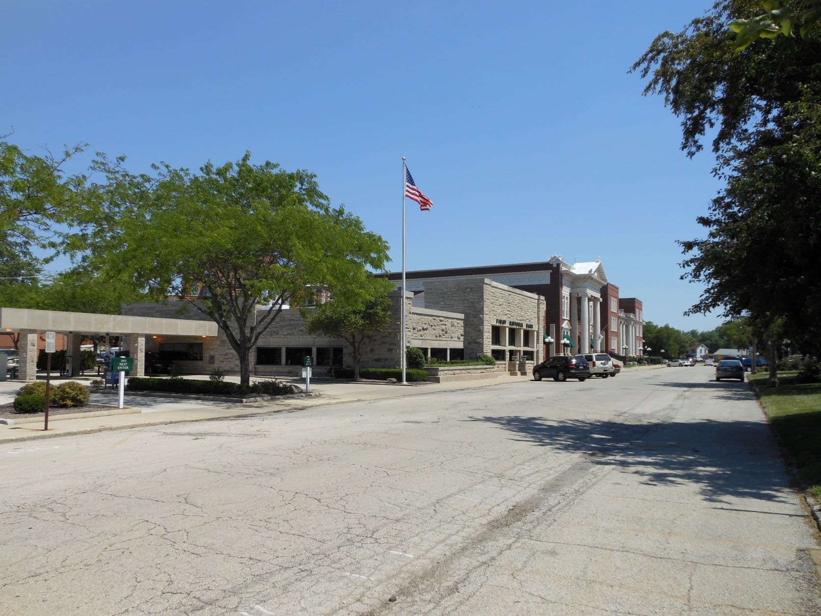 First National Bank Branch designed by Frank Lloyd Wright in Dwight, IL