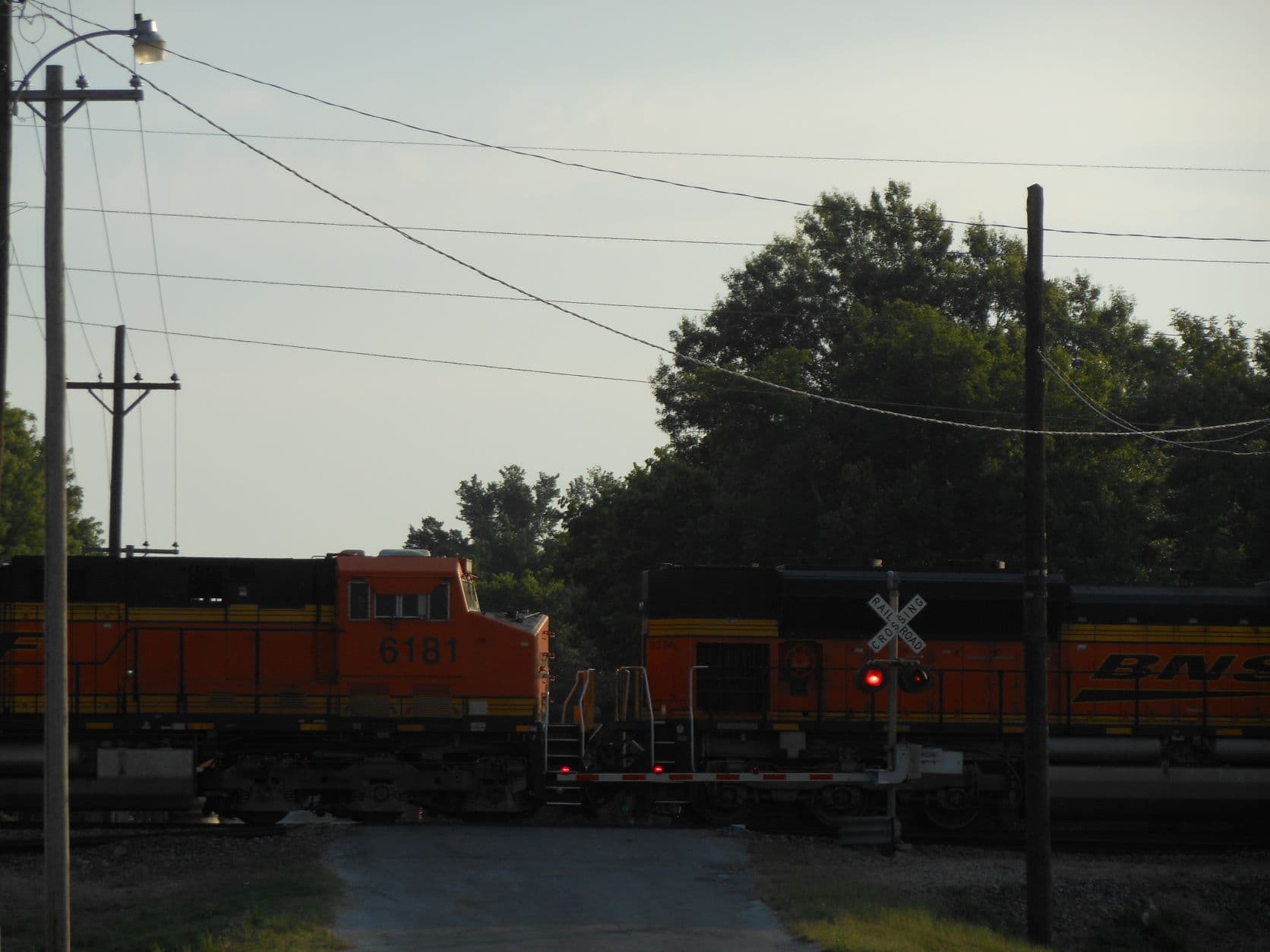 Afton, OK - BNSF double header on the crossing