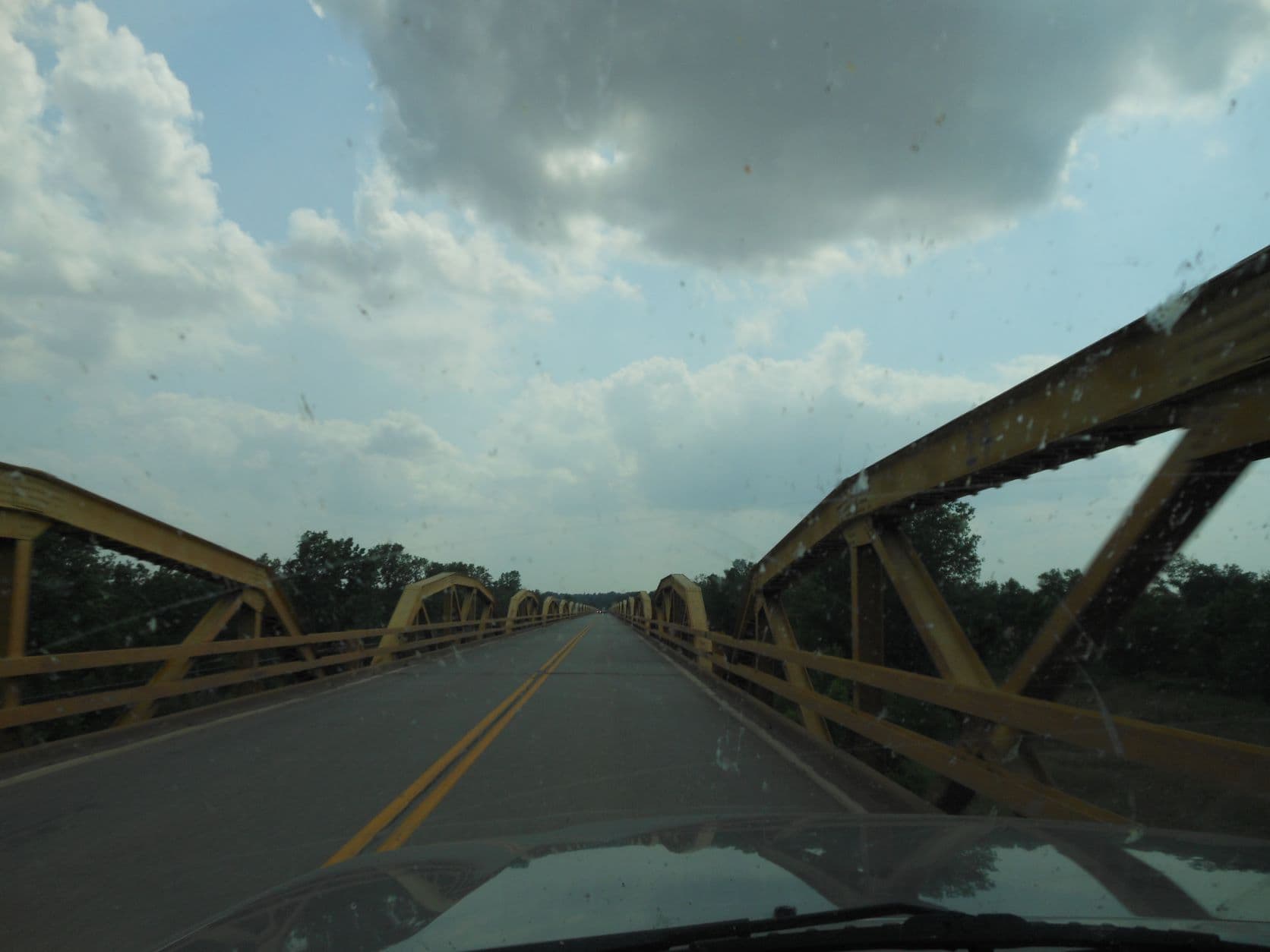 Geary, OK - William H. Murray Bridge (Pony Bridge) and bugs on my windshield.
