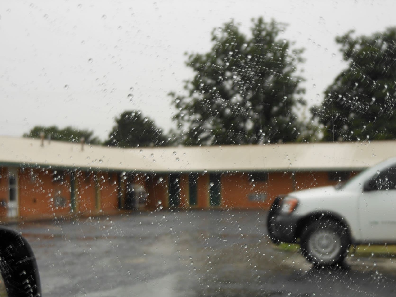 Sayre, OK - Raindrops on the window... and in the background the Western Motel
