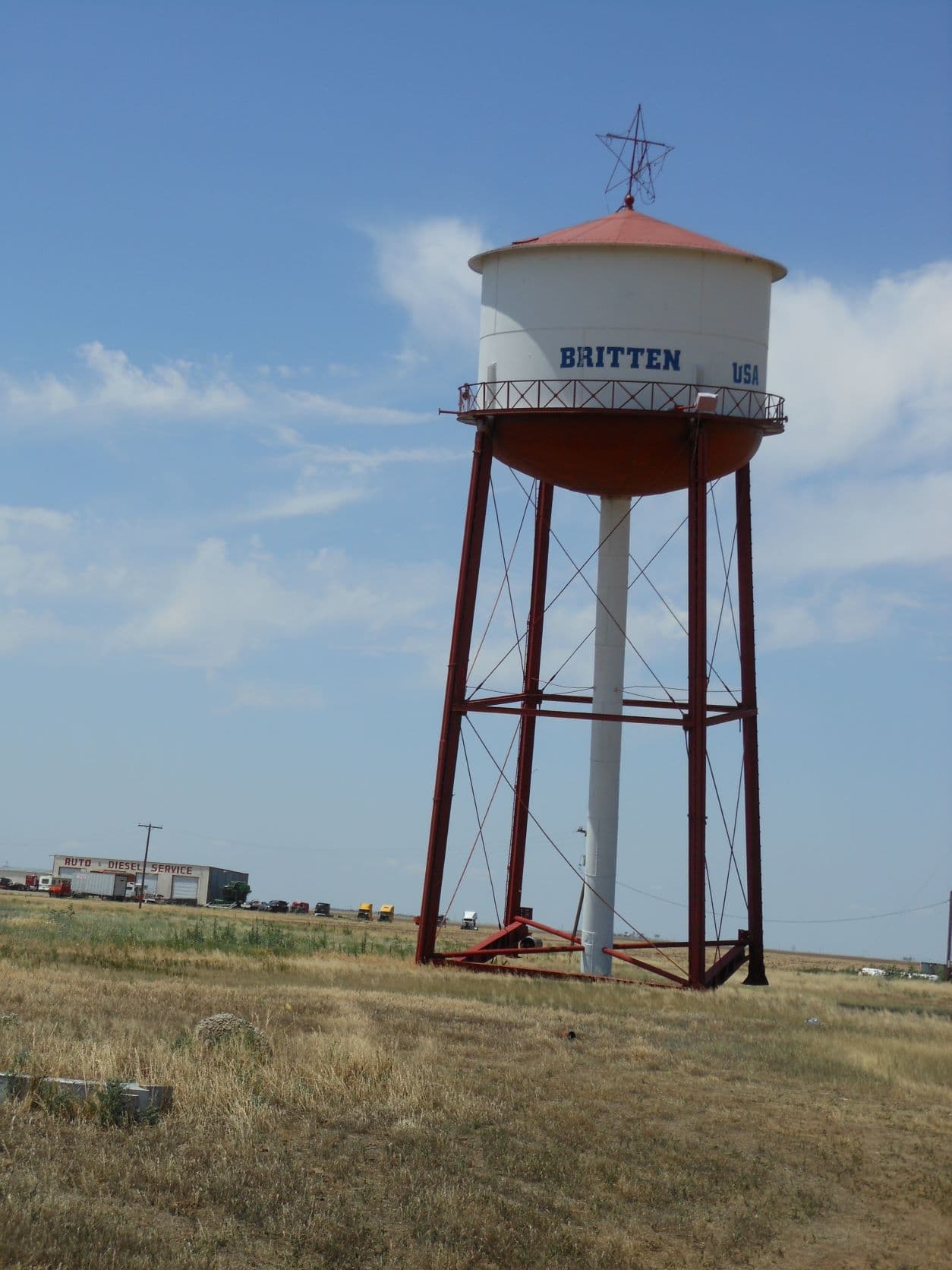 Britten, TX - Tipping water tower