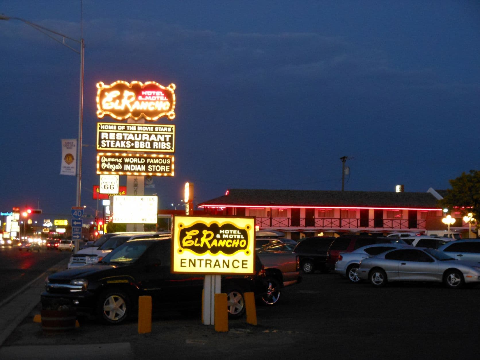 Hotel El Rancho at night - Gallup, NM