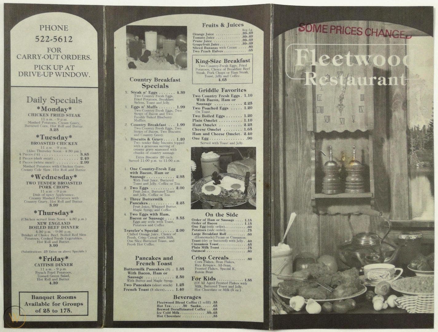 Fleetwood Restaurant menu