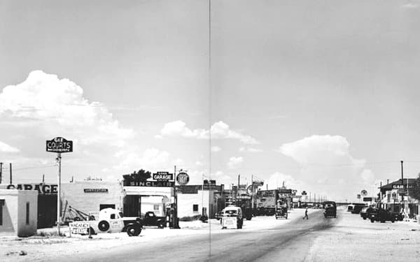 Looking west along Route 66 in 1947 - San Jon, NM